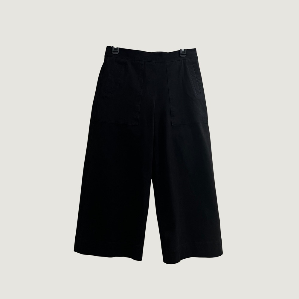 Spanx Black Stretch Twill Cropped Wide Leg Pants 20477R Medium